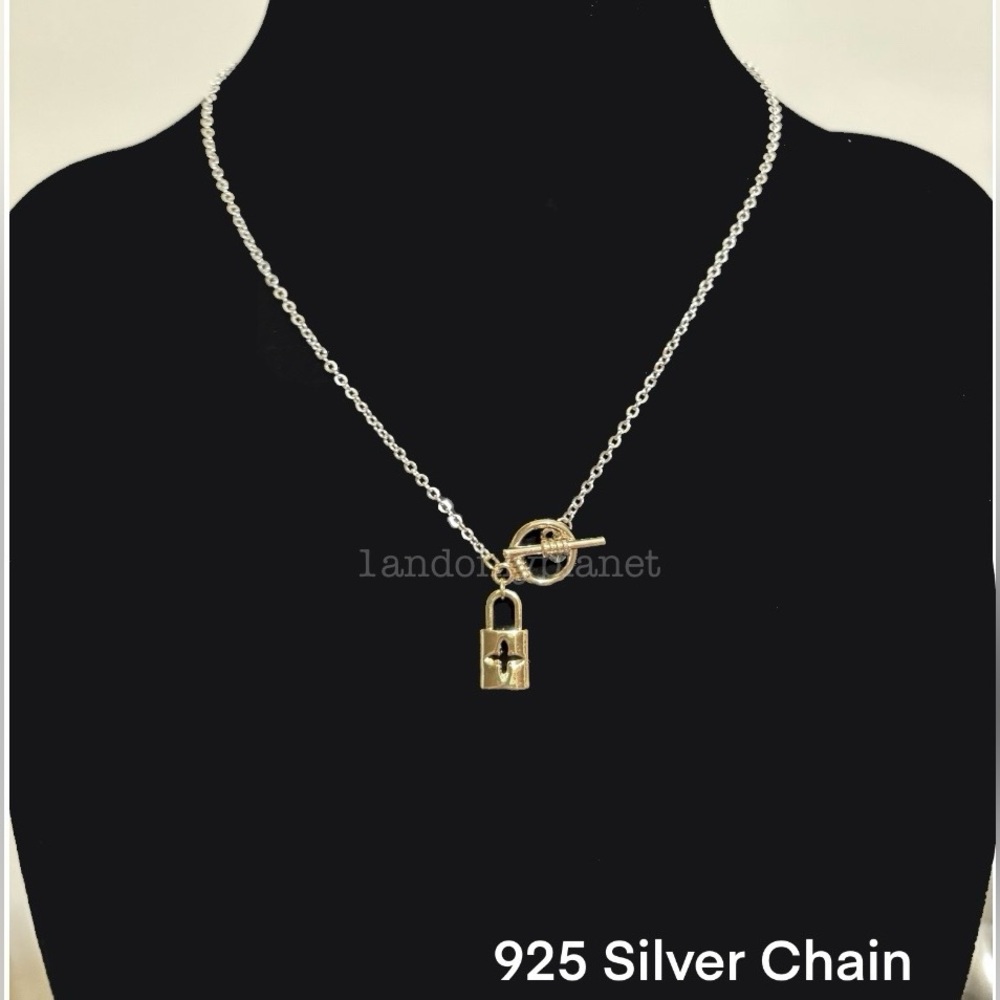 Last Set❣️Gold Lock Charm Necklace & Bracelet Stainless Steel ChainOR 915 Silver - Picture 3 of 7